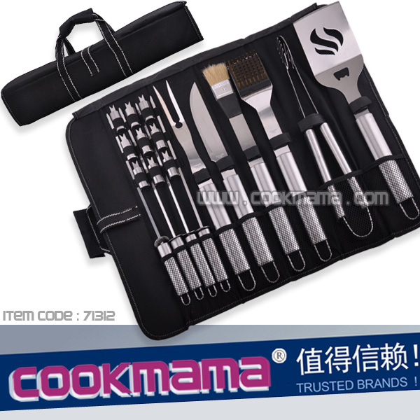 18pcs stainless steel handle bbq set with apron