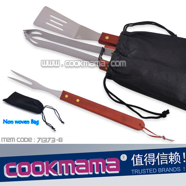 3pcs stainless steel Promotional BBQ tool set