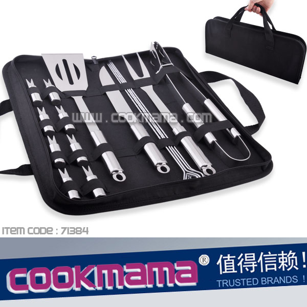 16pcs stainless steel bbq tools with carry bag