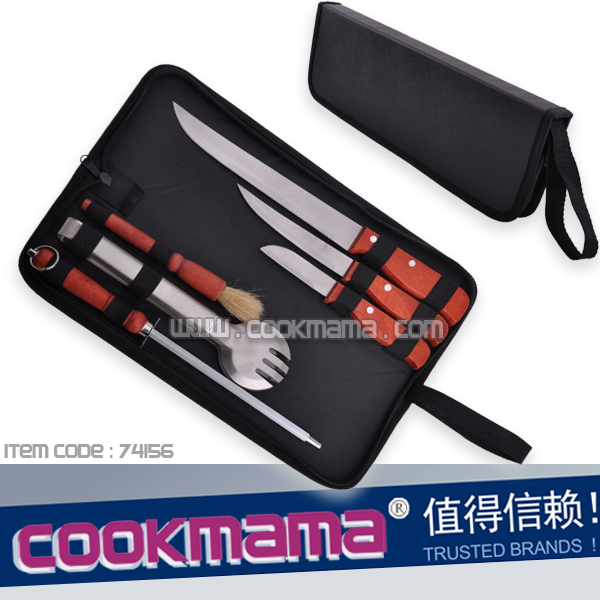 6pcs bbq tools and knives with carry bag
