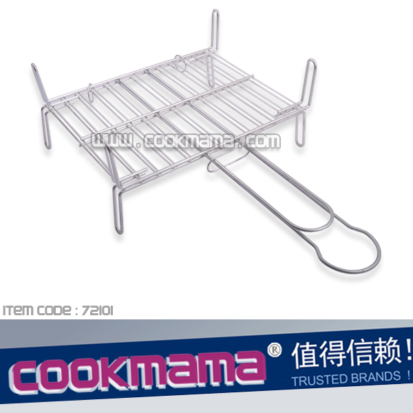 galvanized platedl grilling basket with legs 30x25cm