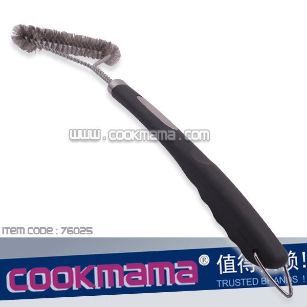 high quality rubber plastic handle bbq cleaning brush