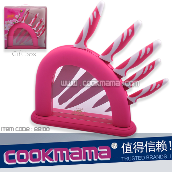 5pcs non-stick Knife set with PVC Transparent gift box