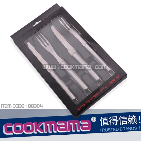 4pcs stainless steel handle steak knife and steak fork set with window box