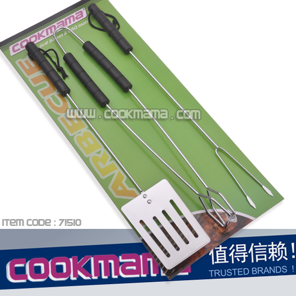 3pc plastic handle bbq tool set
