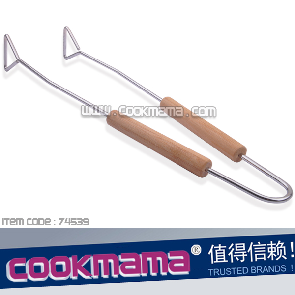 bamboo handle bbq tongs