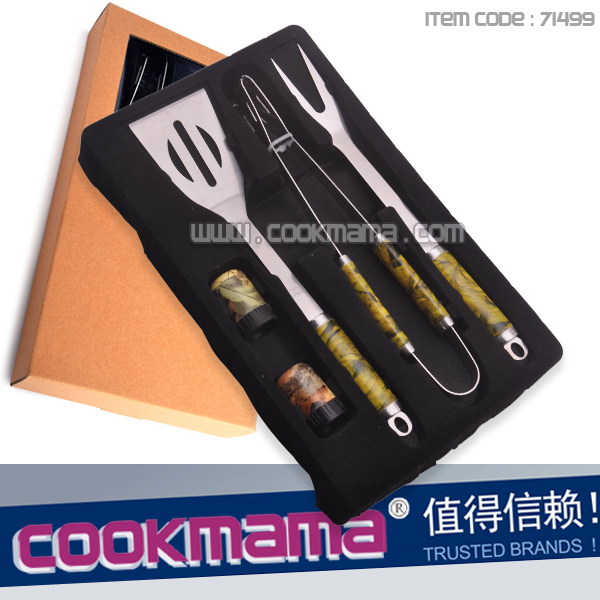 5pcs stainless steel barbecue grill tool set with color box