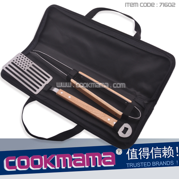 2pcs bbq spatula and tongs set with nylon carry bag