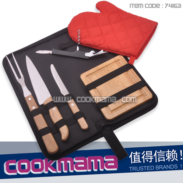 6-piece Stainless steel bbq fork and knife in nylon bag
