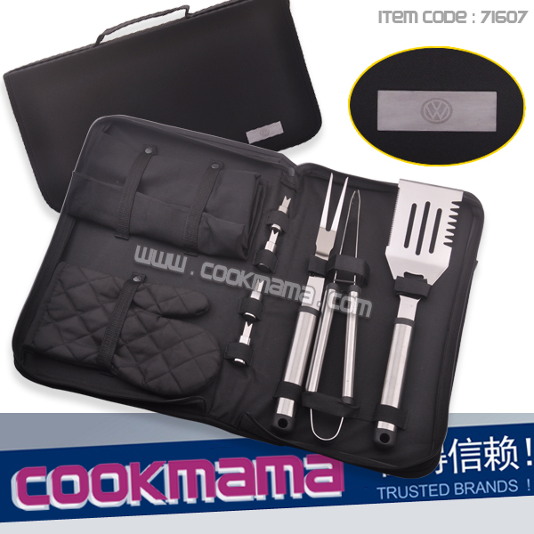 9-piece stainless steel bbq tool set with carry bag for VW brand