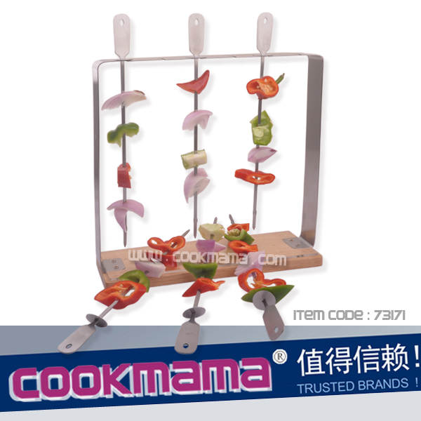 6pcs Stainless Steel BBQ Skewers with Stand,barbecue skewers