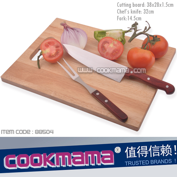 2pcs fork and knife with cutting board,high quality