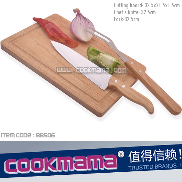 2pcs fork and knife with cutting board, knife set with cutting board