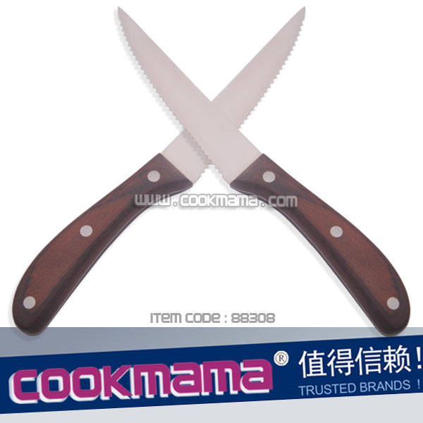 color wood handle steak knife