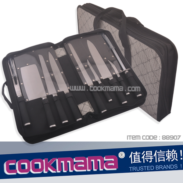 9 pcs knife set/9pcs knife set with bag,TPR coating handle knife set,