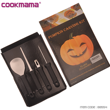 Amazon hot sell 4pcs Stainless Steel halloween Pumpkin Carving Set